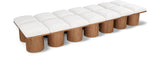 Pavilion Cream Boucle Fabric Bench - Luxurious Art Deco Seating with Oak Veneer and Cushion Comfort