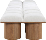 Pavilion Cream Boucle Fabric Bench - Luxurious Art Deco Seating with Oak Veneer and Cushion Comfort