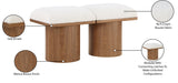 Pavilion Cream Boucle Fabric Bench - Luxurious Art Deco Seating with Oak Veneer and Cushion Comfort