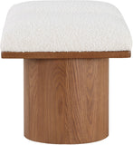 Pavilion Cream Boucle Fabric Bench - Luxurious Art Deco Seating with Oak Veneer and Cushion Comfort
