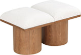 Pavilion Cream Boucle Fabric Bench - Luxurious Art Deco Seating with Oak Veneer and Cushion Comfort
