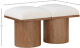 Pavilion Cream Boucle Fabric Bench - Luxurious Art Deco Seating with Oak Veneer and Cushion Comfort