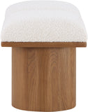 Pavilion Cream Boucle Fabric Bench - Luxurious Art Deco Seating with Oak Veneer and Cushion Comfort