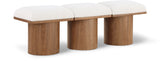 Pavilion Cream Boucle Fabric Bench - Luxurious Art Deco Seating with Oak Veneer and Cushion Comfort