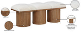 Pavilion Cream Boucle Fabric Bench - Luxurious Art Deco Seating with Oak Veneer and Cushion Comfort