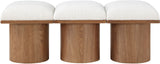 Pavilion Cream Boucle Fabric Bench - Luxurious Art Deco Seating with Oak Veneer and Cushion Comfort