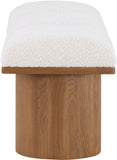 Pavilion Cream Boucle Fabric Bench - Luxurious Art Deco Seating with Oak Veneer and Cushion Comfort