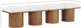 Pavilion Cream Boucle Fabric Bench - Luxurious Art Deco Seating with Oak Veneer and Cushion Comfort