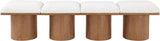 Pavilion Cream Boucle Fabric Bench - Luxurious Art Deco Seating with Oak Veneer and Cushion Comfort