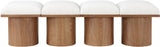 Pavilion Cream Boucle Fabric Bench - Luxurious Art Deco Seating with Oak Veneer and Cushion Comfort