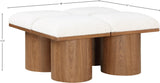 Pavilion Cream Boucle Fabric Bench - Luxurious Art Deco Seating with Oak Veneer and Cushion Comfort