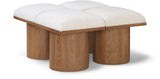 Pavilion Cream Boucle Fabric Bench - Luxurious Art Deco Seating with Oak Veneer and Cushion Comfort
