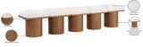 Pavilion Cream Boucle Fabric Bench - Luxurious Art Deco Seating with Oak Veneer and Cushion Comfort