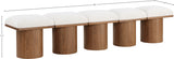 Pavilion Cream Boucle Fabric Bench - Luxurious Art Deco Seating with Oak Veneer and Cushion Comfort