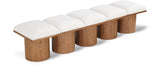 Pavilion Cream Boucle Fabric Bench - Luxurious Art Deco Seating with Oak Veneer and Cushion Comfort