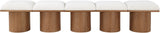 Pavilion Cream Boucle Fabric Bench - Luxurious Art Deco Seating with Oak Veneer and Cushion Comfort
