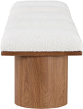 Pavilion Cream Boucle Fabric Bench - Luxurious Art Deco Seating with Oak Veneer and Cushion Comfort
