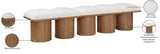 Pavilion Cream Boucle Fabric Bench - Luxurious Art Deco Seating with Oak Veneer and Cushion Comfort