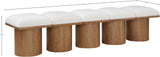 Pavilion Cream Boucle Fabric Bench - Luxurious Art Deco Seating with Oak Veneer and Cushion Comfort