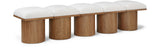 Pavilion Cream Boucle Fabric Bench - Luxurious Art Deco Seating with Oak Veneer and Cushion Comfort