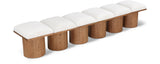 Pavilion Cream Boucle Fabric Bench - Luxurious Art Deco Seating with Oak Veneer and Cushion Comfort