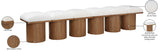 Pavilion Cream Boucle Fabric Bench - Luxurious Art Deco Seating with Oak Veneer and Cushion Comfort