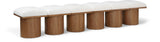 Pavilion Cream Boucle Fabric Bench - Luxurious Art Deco Seating with Oak Veneer and Cushion Comfort