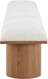 Pavilion Cream Boucle Fabric Bench - Luxurious Art Deco Seating with Oak Veneer and Cushion Comfort