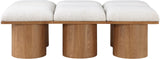 Pavilion Cream Boucle Fabric Bench - Luxurious Art Deco Seating with Oak Veneer and Cushion Comfort