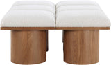 Pavilion Cream Boucle Fabric Bench - Luxurious Art Deco Seating with Oak Veneer and Cushion Comfort