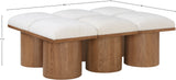 Pavilion Cream Boucle Fabric Bench - Luxurious Art Deco Seating with Oak Veneer and Cushion Comfort