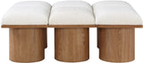 Pavilion Cream Boucle Fabric Bench - Luxurious Art Deco Seating with Oak Veneer and Cushion Comfort