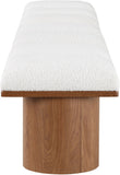 Pavilion Cream Boucle Fabric Bench - Luxurious Art Deco Seating with Oak Veneer and Cushion Comfort