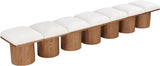Pavilion Cream Boucle Fabric Bench - Luxurious Art Deco Seating with Oak Veneer and Cushion Comfort