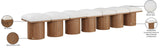 Pavilion Cream Boucle Fabric Bench - Luxurious Art Deco Seating with Oak Veneer and Cushion Comfort