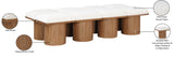 Pavilion Cream Boucle Fabric Bench - Luxurious Art Deco Seating with Oak Veneer and Cushion Comfort