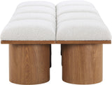 Pavilion Cream Boucle Fabric Bench - Luxurious Art Deco Seating with Oak Veneer and Cushion Comfort