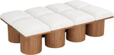 Pavilion Cream Boucle Fabric Bench - Luxurious Art Deco Seating with Oak Veneer and Cushion Comfort
