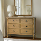 46"W 6-Drawer Small Spindle Wood Dresser, Natural *