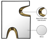 Soleil Mirror - Stylish 28" Art Deco Puzzle-Shaped Design with Glamorous Black and Gold Accents