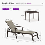 PURPLE LEAF Outdoor Chaise Lounge Chair Patio Pool Lounger Aluminum Chairs with Side Table and Wheels Adjustable Tanning Recliner with Armrests for Outside Backyard Deck Beach