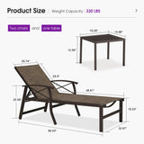 PURPLE LEAF Outdoor Chaise Lounge Chair Patio Pool Lounger Aluminum Chairs with Side Table and Wheels Adjustable Tanning Recliner with Armrests for Outside Backyard Deck Beach