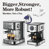 PlumChef Espresso Machine 20 Bar Professional Compact Homehold Coffee Espresso Maker,Low Noise and Fast Coffee Machine for Latte Cappuccino, with Milk Frother Steam Wand 54oz Water Tank