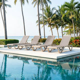 PURPLE LEAF Outdoor Chaise Lounge Chair Pool Lounge Chair with Champagne Aluminum Plastic Stackable Patio Lounge Chair for Poolside Sunbathing Beach Deck Yard