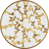 Butterfly Glass Coffee Table with Gold Foil Design and Sturdy Metal Legs for Contemporary Spaces