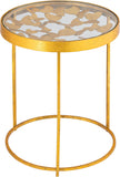 Butterfly Glass End Table with Stunning Gold Foil Design and Metal Butterfly Accents for Stylish Spaces