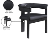 Romeo Dining Chairs - Set of 2 Contemporary Vegan Leather Chairs with Durable Matte Black Frame