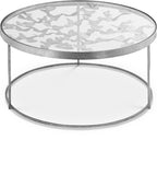 Butterfly Glass Coffee Table with Gold Foil Design and Sturdy Metal Legs for Contemporary Spaces