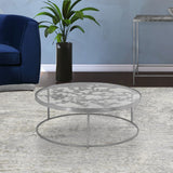 Butterfly Glass Coffee Table with Gold Foil Design and Sturdy Metal Legs for Contemporary Spaces