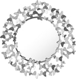Butterfly Glass Contemporary Mirror with Luxe Metal Butterflies for Modern Garden Charm Decor